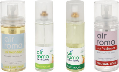 Airroma Aqua Lime Fresh, Lemon Grass, Magic Mogra, Original Rose Car Freshener(520 ml)