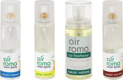 

Airroma Atlantic Breeze, Green Lemon, Magic Mogra, Sweet Sandal Spray(660 ml)