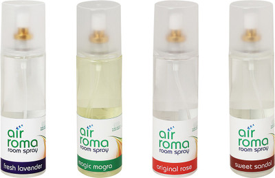 

Airroma Fresh Lavender, Magic Mogra, Original Rose, Sweet Sandal Aroma Oil, Diffuser Set(800 ml)