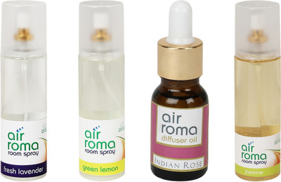 

Airroma Fresh Lavender, Green Lemon, Indian Rose, Jasmine Aroma Oil, Spray(630 ml)