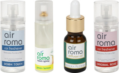 

Airroma Denim Touch, Green Lemon, Mogra Flower, Original Rose Aroma Oil, Spray(350 ml)