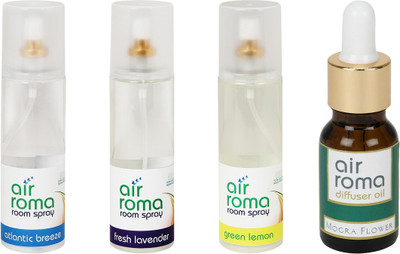 

Airroma Atlantic Breeze, Fresh Lavender, Green Lemon, Mogra Flower Car Freshener(630 ml)