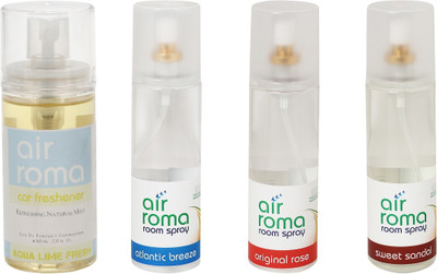 

Airroma Aqua Lime Fresh, Atlantic Breeze, Original Rose, Sweet Sandal Spray(660 ml)