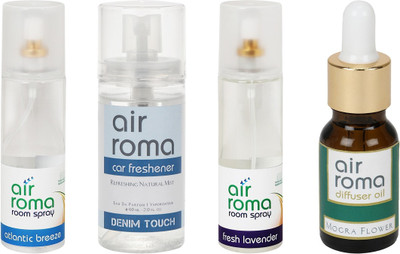

Airroma Atlantic Breeze, Denim Touch, Fresh Lavender, Mogra Flower Aroma Oil, Spray(490 ml)
