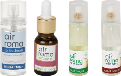 

Airroma Denim Touch, Indian Rose, Magic Mogra, Sweet Sandal Aroma Oil, Spray(490 ml)