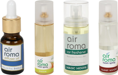 

Airroma Atlantic Breeze, Jasmine, Magic Mogra, Sweet Sandal Aroma Oil(490 ml)