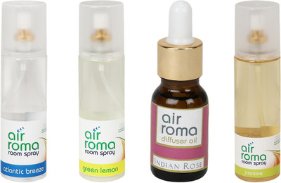 

Airroma Atlantic Breeze, Green Lemon, Indian Rose, Jasmine Aroma Oil, Spray(630 ml)