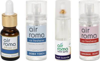 

Airroma Atlantic Breeze, Denim Touch, Fresh Lavender, Original Rose Car Freshener(350 ml)