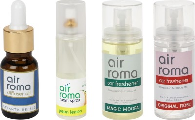 

Airroma Atlantic Breeze, Green Lemon, Magic Mogra, Original Rose Aroma Oil(350 ml)