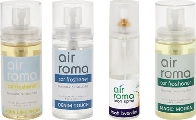 

Airroma Aqua Lime Fresh, Denim Touch, Fresh Lavender, Magic Mogra Spray(380 ml)