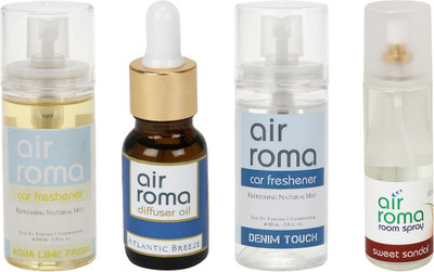 

Airroma Aqua Lime Fresh, Atlantic Breeze, Denim Touch, Sweet Sandal Aroma Oil, Spray(350 ml)