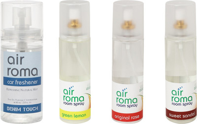 

Airroma Denim Touch, Green Lemon, Original Rose, Sweet Sandal Car Freshener(660 ml)