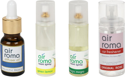 

Airroma Atlantic Breeze, Green Lemon, Magic Mogra, Original Rose Aroma Oil(490 ml)