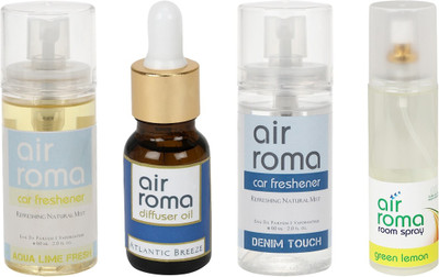 Airroma Aqua Lime Fresh, Atlantic Breeze, Denim Touch, Green Lemon Aroma Oil, Spray(350 ml)
