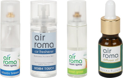 

Airroma Atlantic Breeze, Denim Touch, Lemon Grass, Mogra Flower Aroma Oil, Spray(490 ml)
