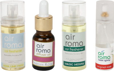 

Airroma Aqua Lime Fresh, Indian Rose, Magic Mogra, Original Rose Aroma Oil, Spray(350 ml)