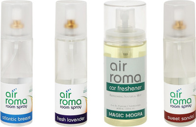 

Airroma Atlantic Breeze, Fresh Lavender, Magic Mogra, Sweet Sandal Car Freshener(660 ml)
