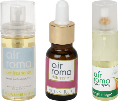 

Airroma Aqua Lime Fresh, Indian Rose, Magic Mogra Spray(275 ml)