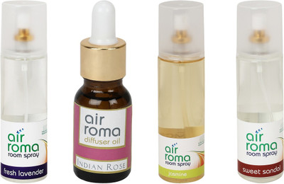 

Airroma Fresh Lavender, Indian Rose, Jasmine, Sweet Sandal Aroma Oil, Spray(630 ml)