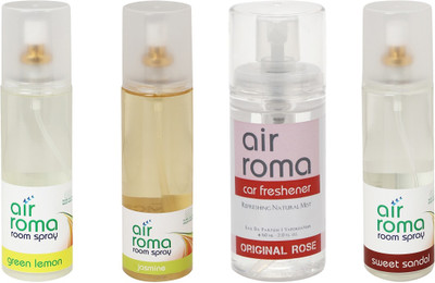 

Airroma Green Lemon, Jasmine, Original Rose, Sweet Sandal Car Freshener(660 ml)