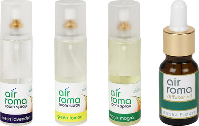 

Airroma Fresh Lavender, Green Lemon, Magic Mogra, Mogra Flower Car Freshener(630 ml)
