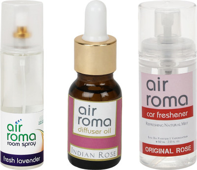 

Airroma Fresh Lavender, Indian Rose, Original Rose Car Freshener(275 ml)