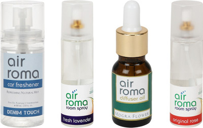 

Airroma Denim Touch, Fresh Lavender, Mogra Flower, Original Rose Car Freshener(490 ml)