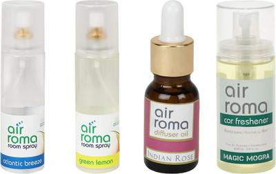 

Airroma Atlantic Breeze, Green Lemon, Indian Rose, Magic Mogra Aroma Oil, Spray(490 ml)