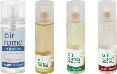 

Airroma Denim Touch, Jasmine, Magic Mogra, Sweet Sandal Car Freshener(660 ml)