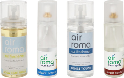 

Airroma Aqua Lime Fresh, Atlantic Breeze, Denim Touch, Sweet Sandal Spray(520 ml)