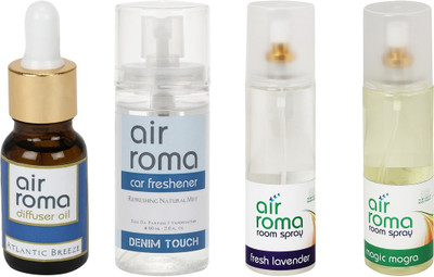 

Airroma Atlantic Breeze, Denim Touch, Fresh Lavender, Magic Mogra Car Freshener(490 ml)