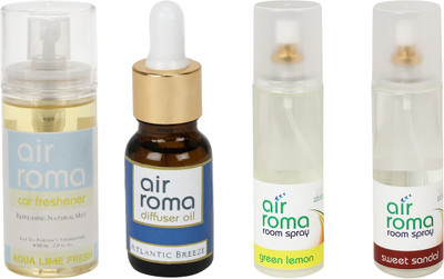 

Airroma Aqua Lime Fresh, Atlantic Breeze, Green Lemon, Sweet Sandal Aroma Oil, Spray(490 ml)