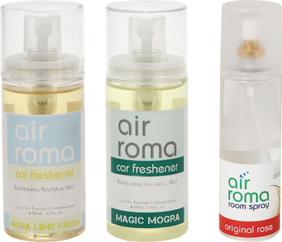 

Airroma Aqua Lime Fresh, Magic Mogra, Original Rose Spray(320 ml)