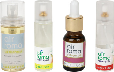 

Airroma Aqua Lime Fresh, Green Lemon, Indian Rose, Original Rose Aroma Oil, Spray(490 ml)