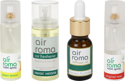

Airroma Green Lemon, Magic Mogra, Mogra Flower, Original Rose Aroma Oil, Spray(490 ml)