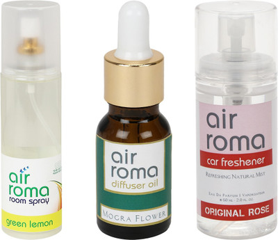 

Airroma Green Lemon, Mogra Flower, Original Rose Car Freshener(275 ml)