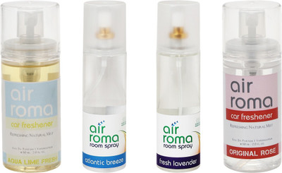 

Airroma Aqua Lime Fresh, Atlantic Breeze, Fresh Lavender, Original Rose Car Freshener(520 ml)
