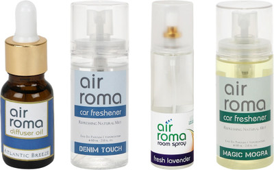 

Airroma Atlantic Breeze, Denim Touch, Fresh Lavender, Magic Mogra Aroma Oil, Spray(350 ml)