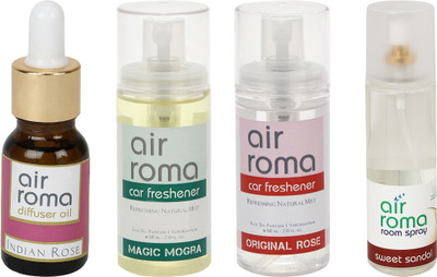 

Airroma Indian Rose, Magic Mogra, Original Rose, Sweet Sandal Aroma Oil, Spray(350 ml)