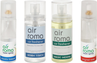 Airroma Atlantic Breeze, Denim Touch, Magic Mogra, Original Rose Car Freshener(520 ml)