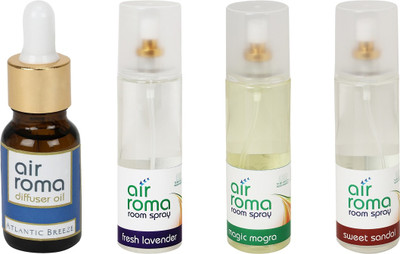 

Airroma Atlantic Breeze, Fresh Lavender, Magic Mogra, Sweet Sandal Car Freshener(630 ml)