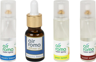 

Airroma Atlantic Breeze, Green Lemon, Sweet Sandal Aroma Oil, Spray(630 ml)