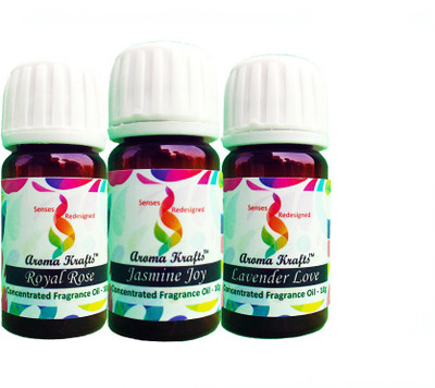 

Aroma Krafts Rose 10g + Lavender 10g + Jasmine 10g Aroma Oil(30 g)