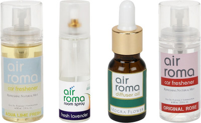 

Airroma Aqua Lime Fresh, Fresh Lavender, Mogra Flower, Original Rose Aroma Oil, Spray(350 ml)
