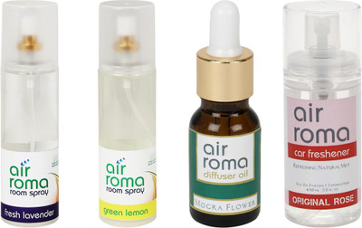 

Airroma Fresh Lavender, Green Lemon, Mogra Flower, Original Rose Aroma Oil, Spray(490 ml)