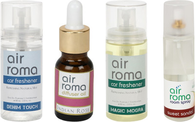 

Airroma Denim Touch, Indian Rose, Magic Mogra, Sweet Sandal Aroma Oil, Spray(350 ml)