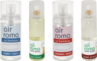 

Airroma Denim Touch, Magic Mogra, Original Rose, Sweet Sandal Spray(520 ml)