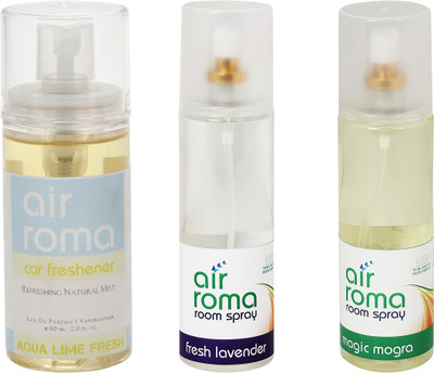 

Airroma Aqua Lime Fresh, Fresh Lavender, Magic Mogra Car Freshener(460 ml)