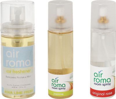 

Airroma Aqua Lime Fresh, Jasmine, Original Rose Car Freshener(460 ml)