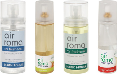 

Airroma Denim Touch, Jasmine, Magic Mogra, Original Rose Car Freshener(520 ml)